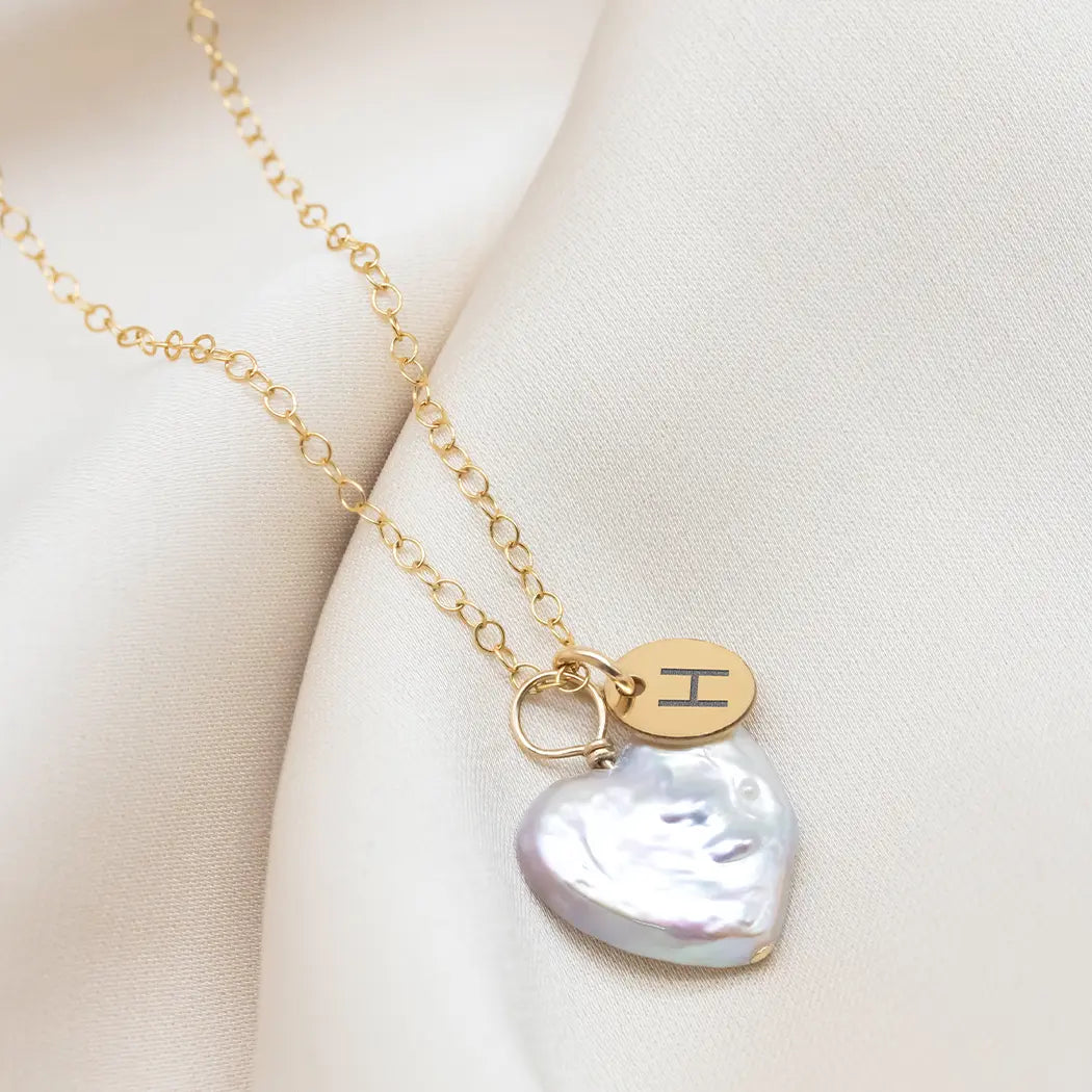 Personalised Organic Pearl Heart Necklace