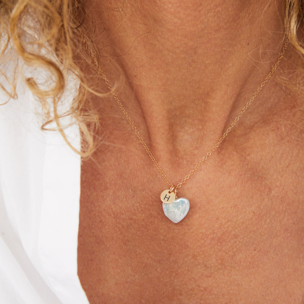 Personalised Organic Pearl Heart Necklace