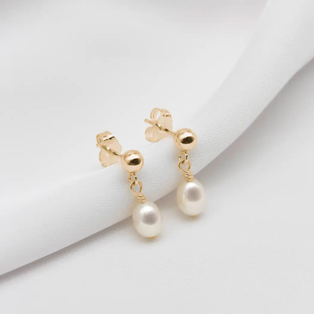 Mini Pearl Stud Drop Earrings - Mini Elodie