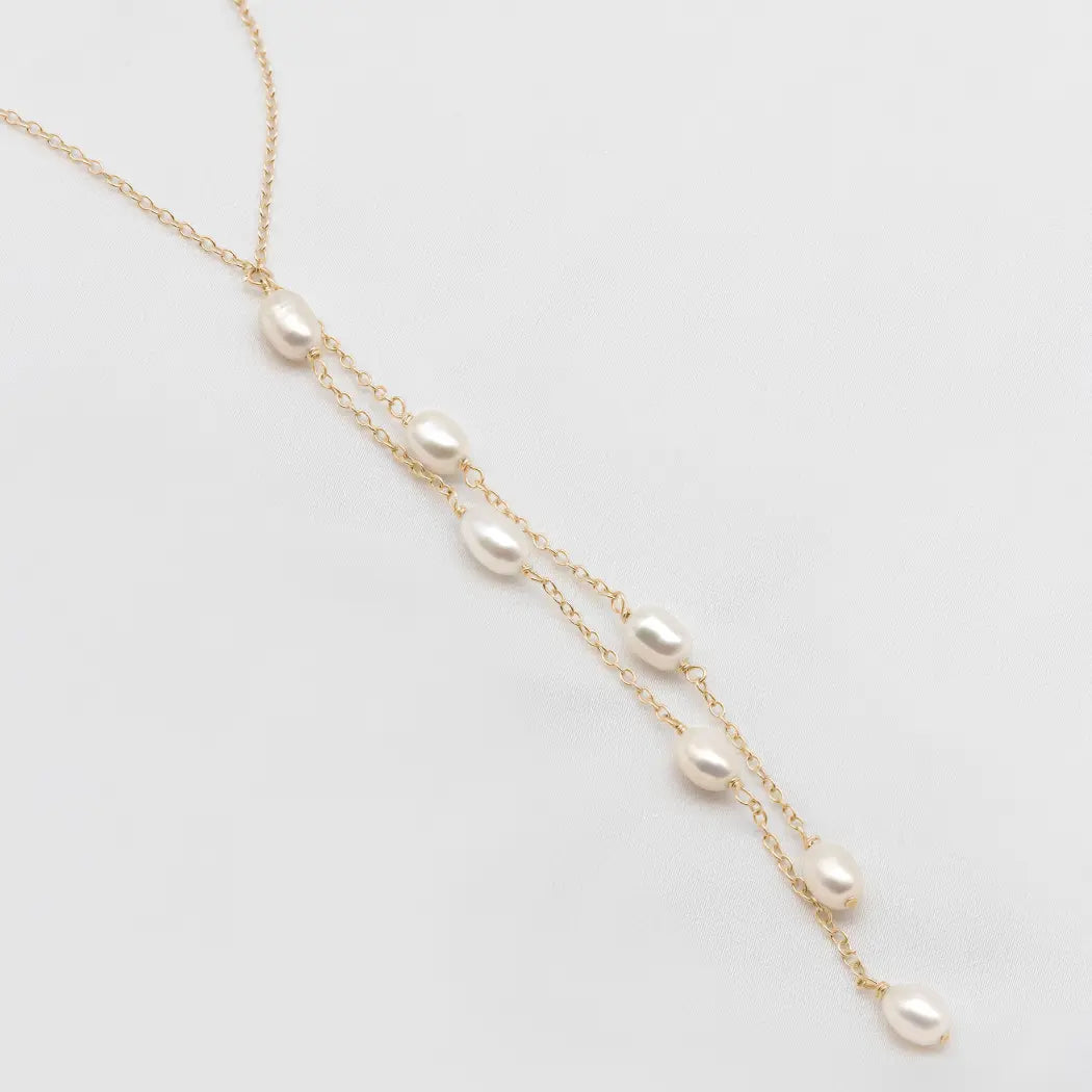 Maya Double Strand Long Pearl Necklace