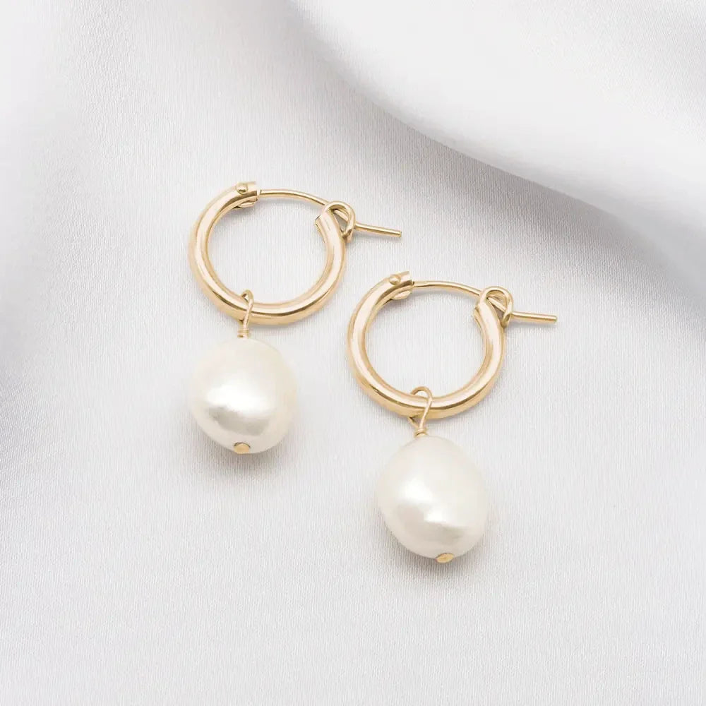 Sia Pearl Bridesmaids Hoop Earrings