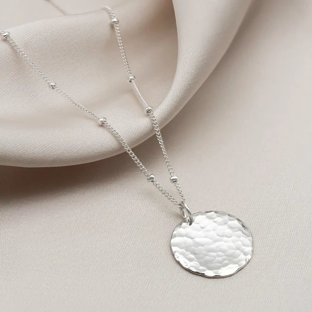 Thea Hammered Disc Pendant Necklace
