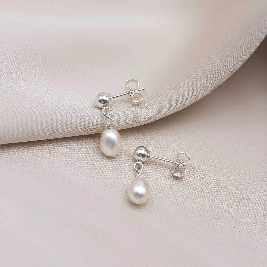 Mini Pearl Stud Drop Earrings - Mini Elodie