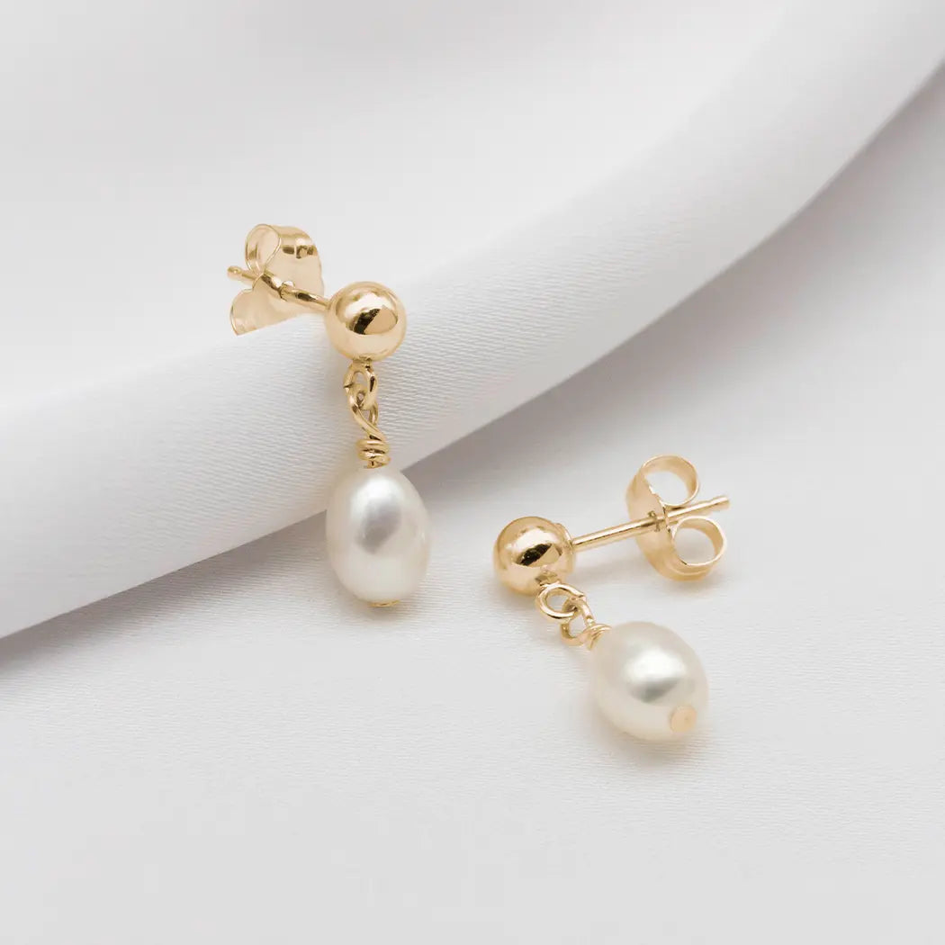 Mini Pearl Stud Drop Earrings - Mini Elodie