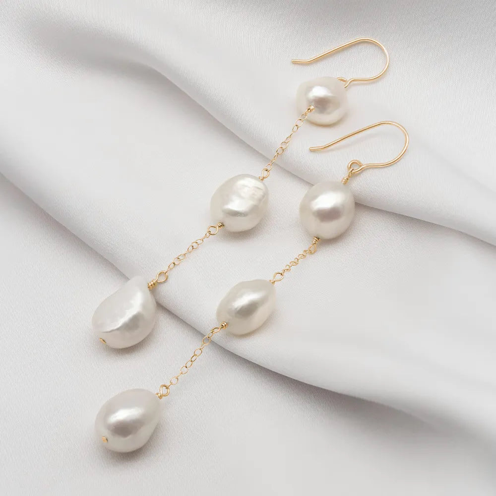 Long Pearl Earrings - Kiri & Belle