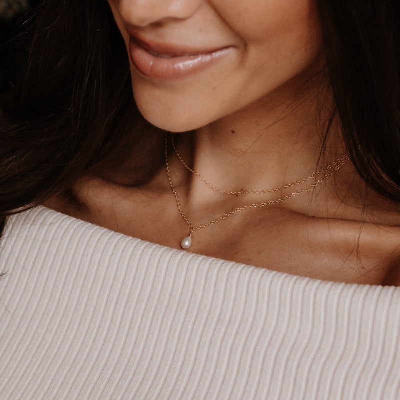 Simple Pearl Layer Chain Necklace - Margot