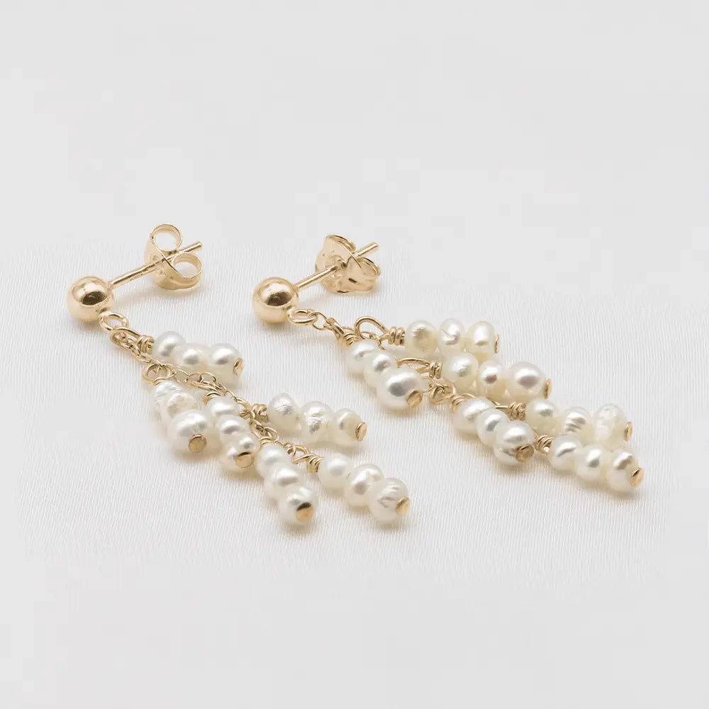 Delilah Small Bridal Pearl Cluster Earrings