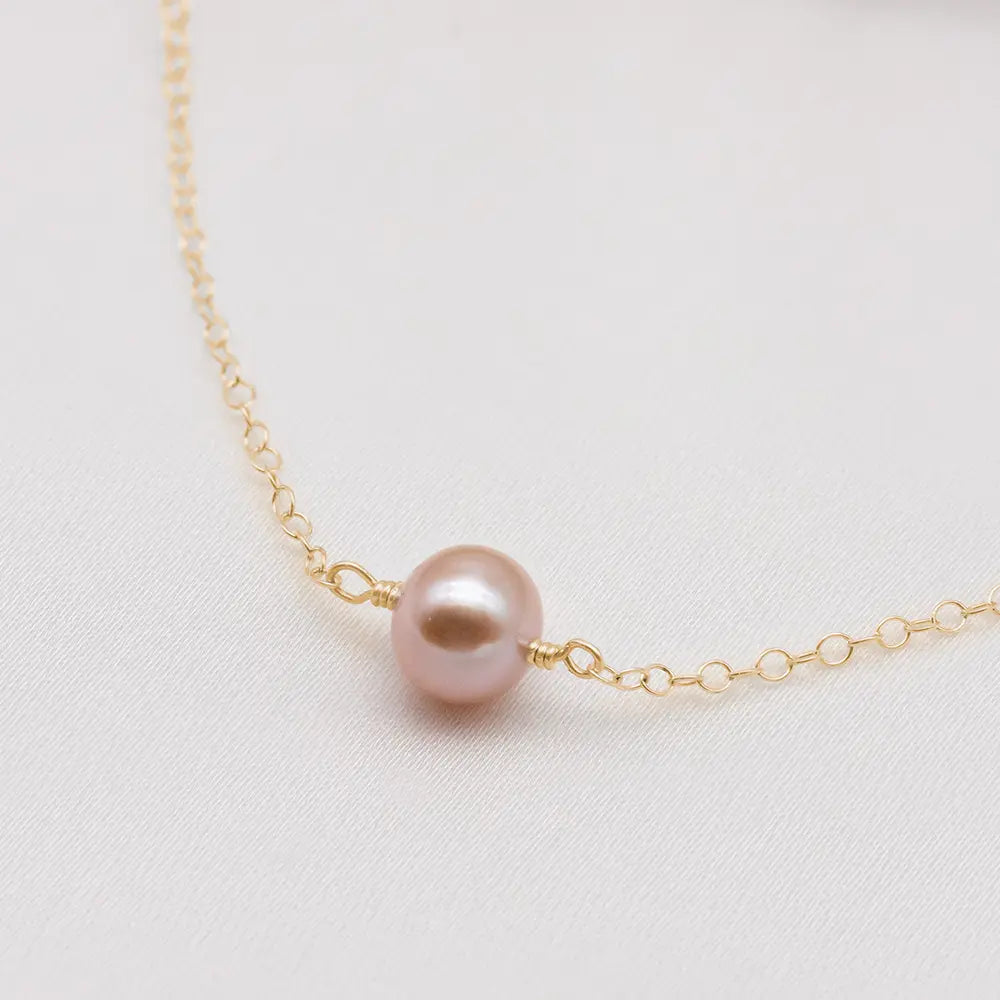 Amari Single Round Pink Pearl Necklace