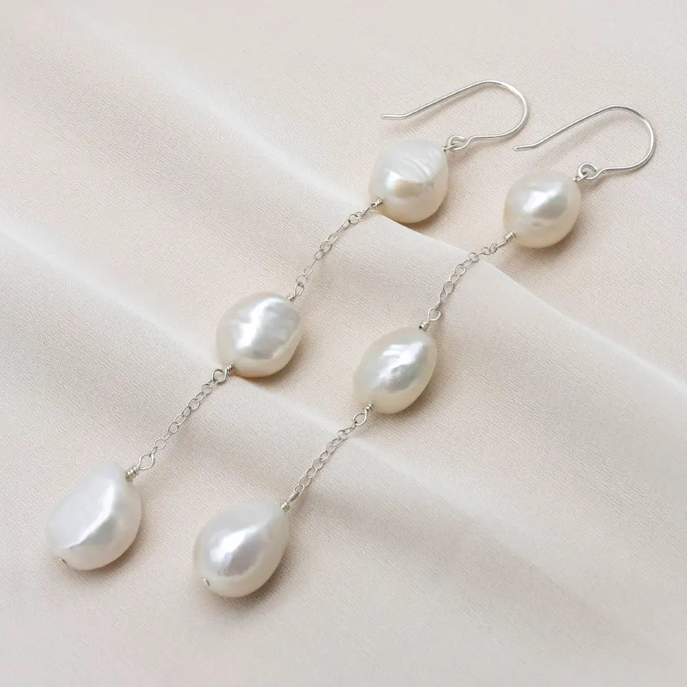 Savannah Long Pearl Earrings