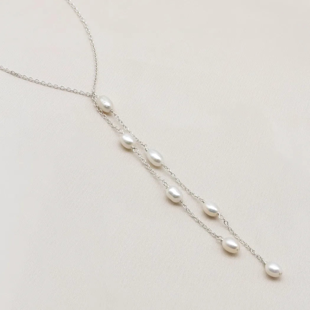 Maya Double Strand Long Pearl Necklace