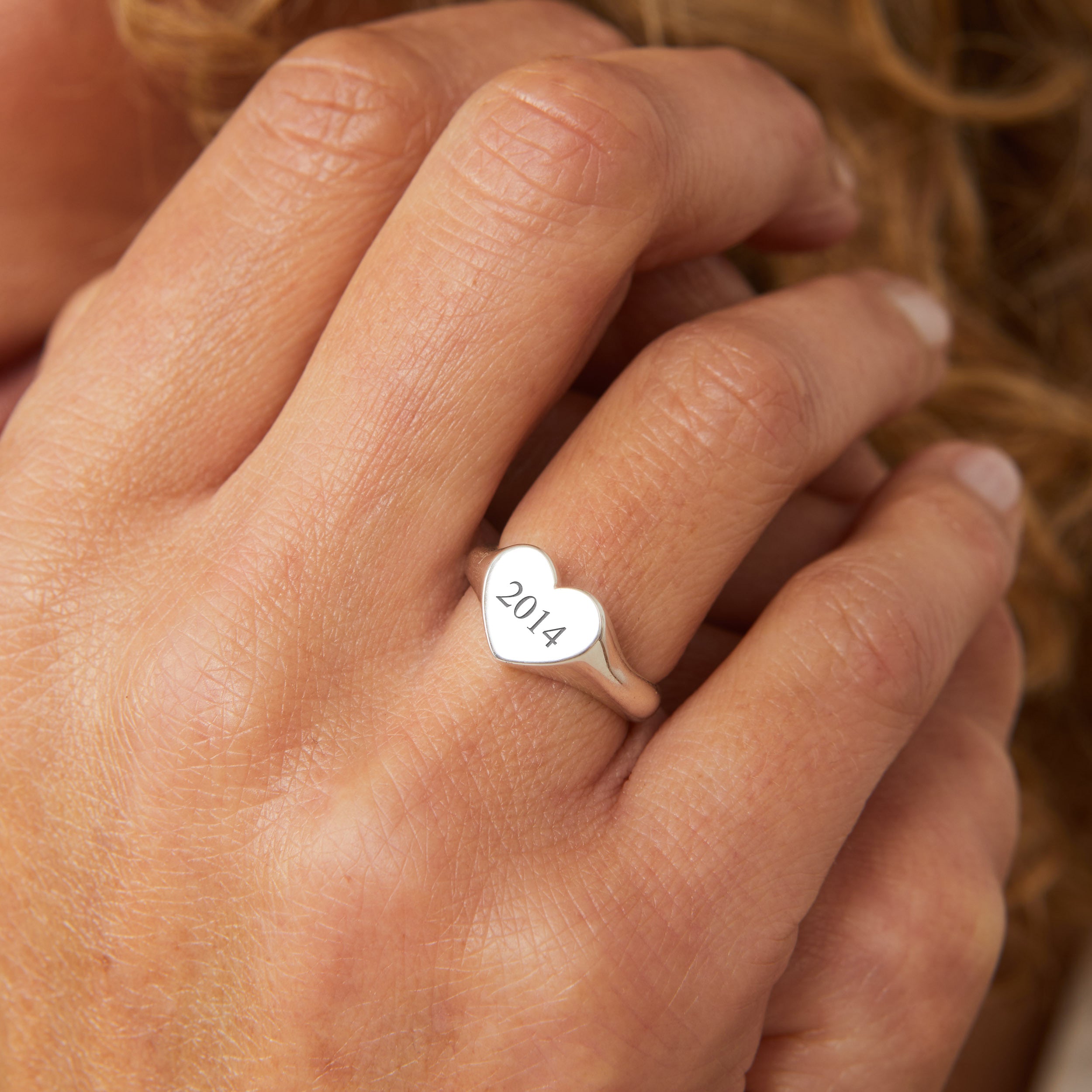 Personalised 'Year of Love' Heart Signet Ring