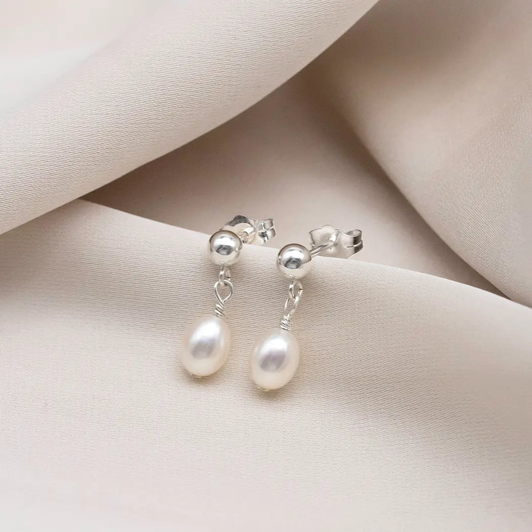 Mini Pearl Stud Drop Earrings - Mini Elodie