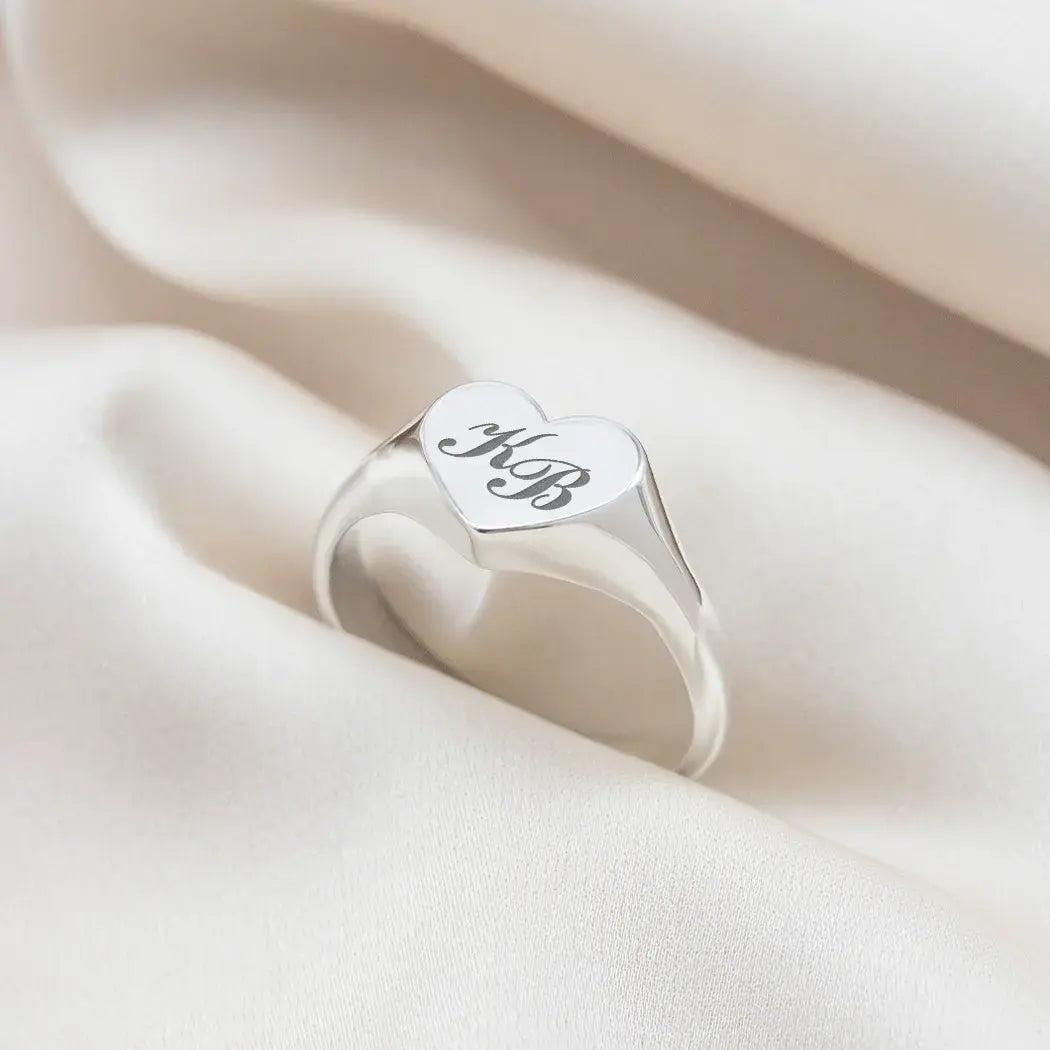 Engraved Heart Signet Ring