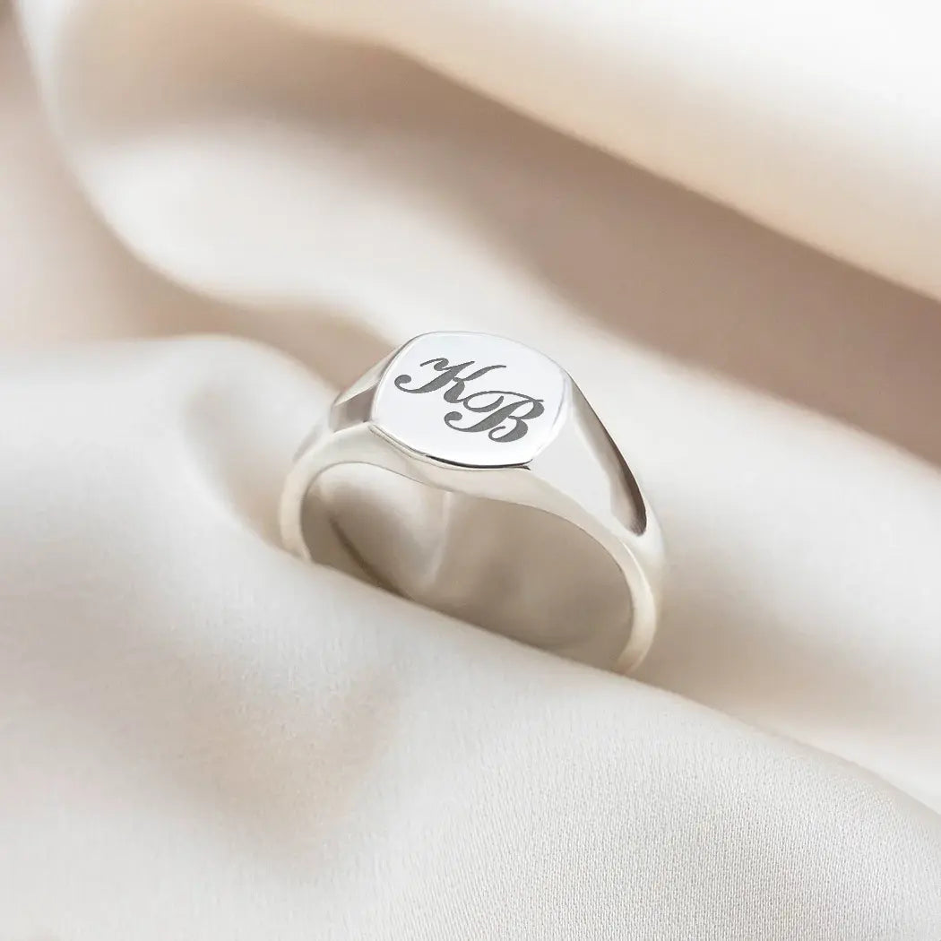 Engraved Square Signet Ring