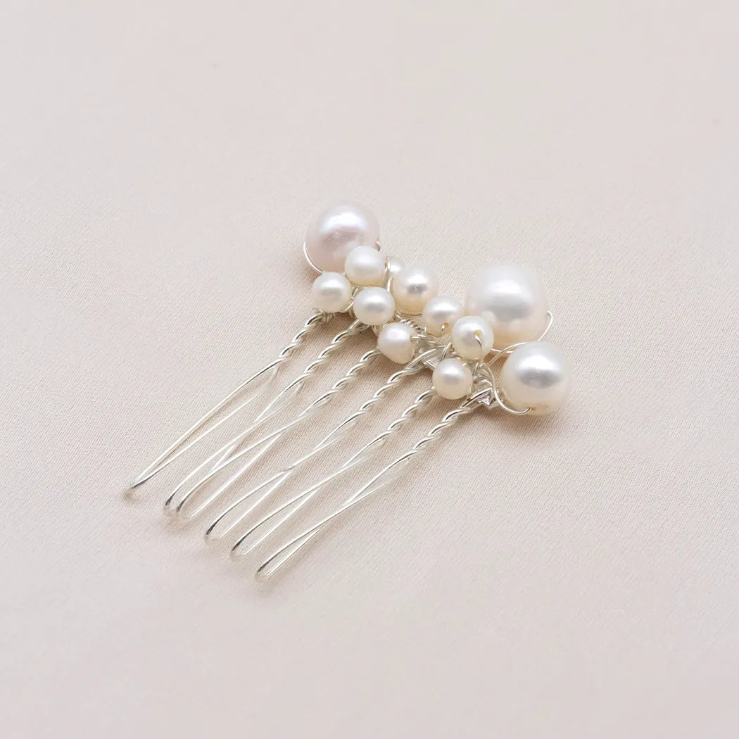 Small Bridal Pearl Cluster Hair Comb