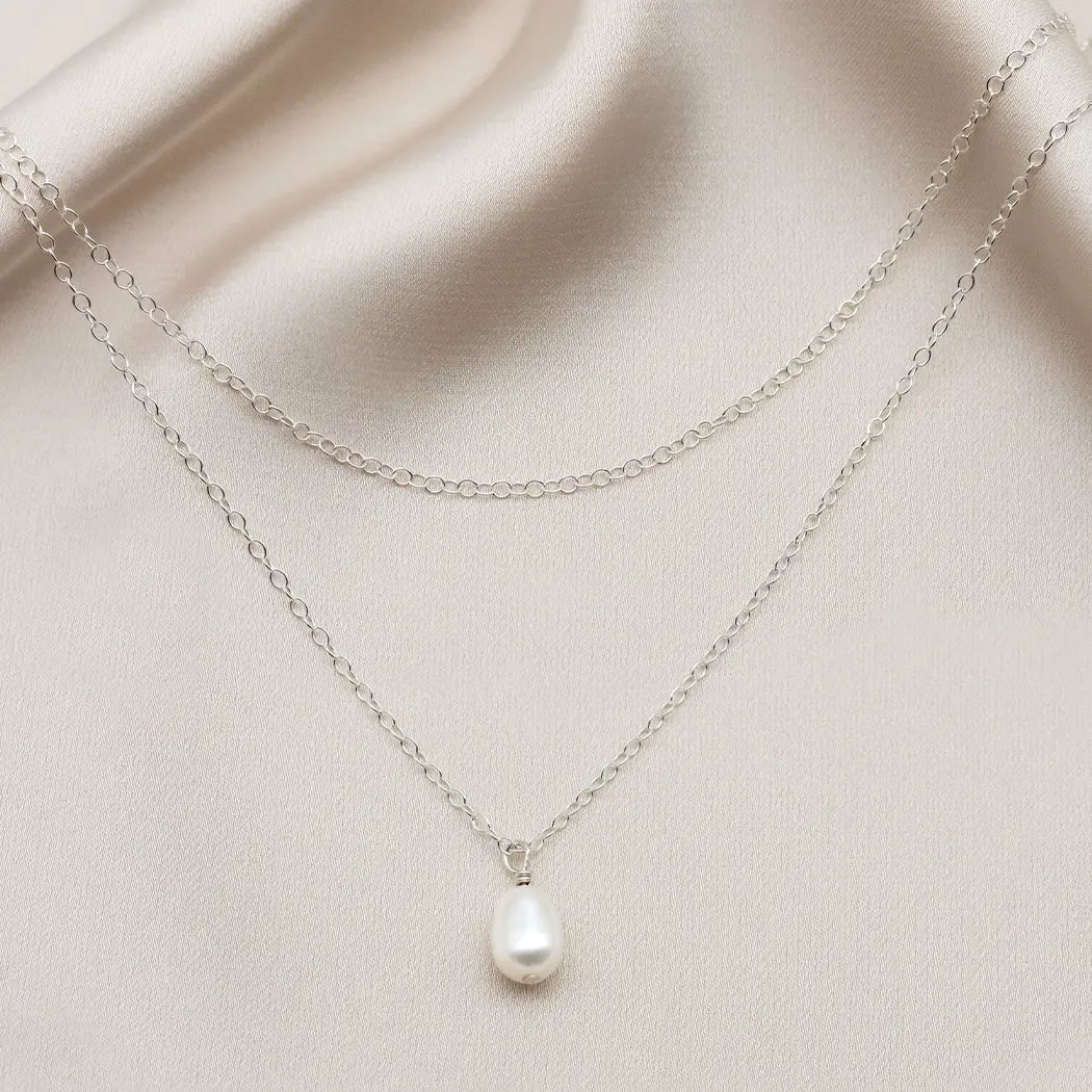 Simple Pearl Layer Chain Necklace - Margot