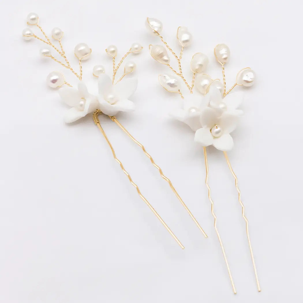 Bridal Mini Flower and Pearl Hair Pins