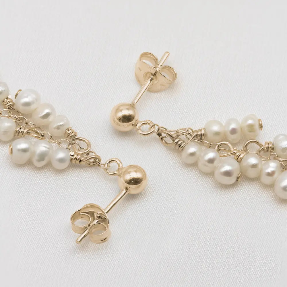 Delilah Small Bridal Pearl Cluster Earrings