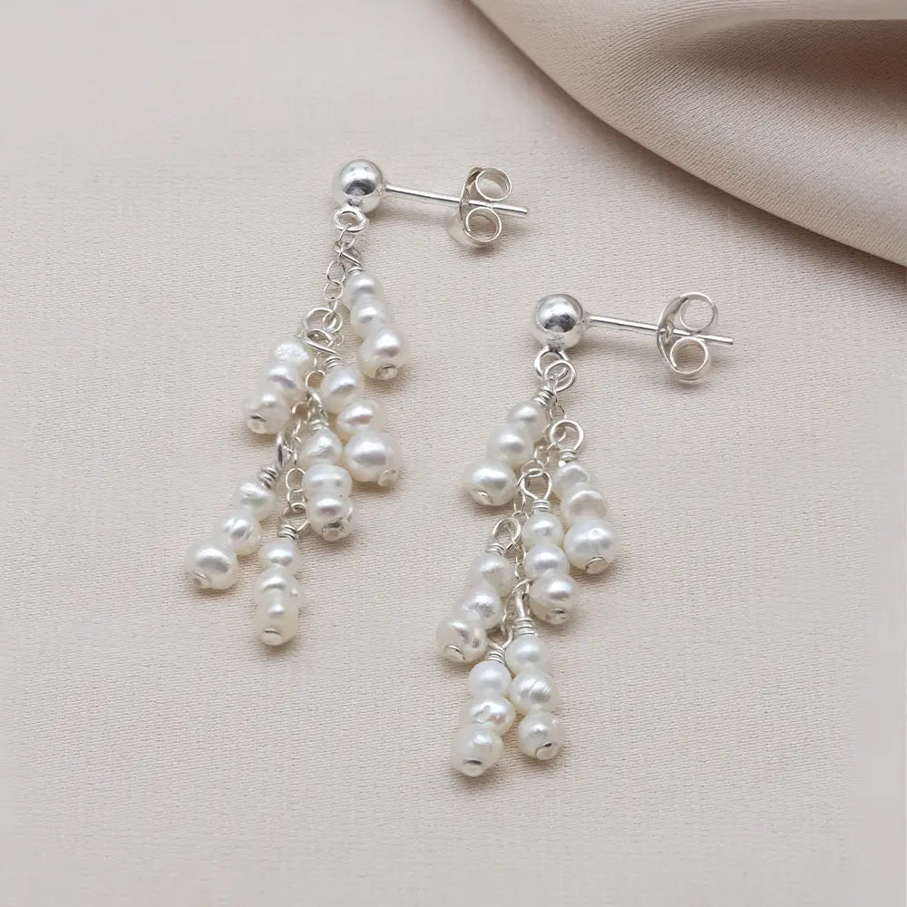 Delilah Bridesmaids Pearl Cluster Earrings
