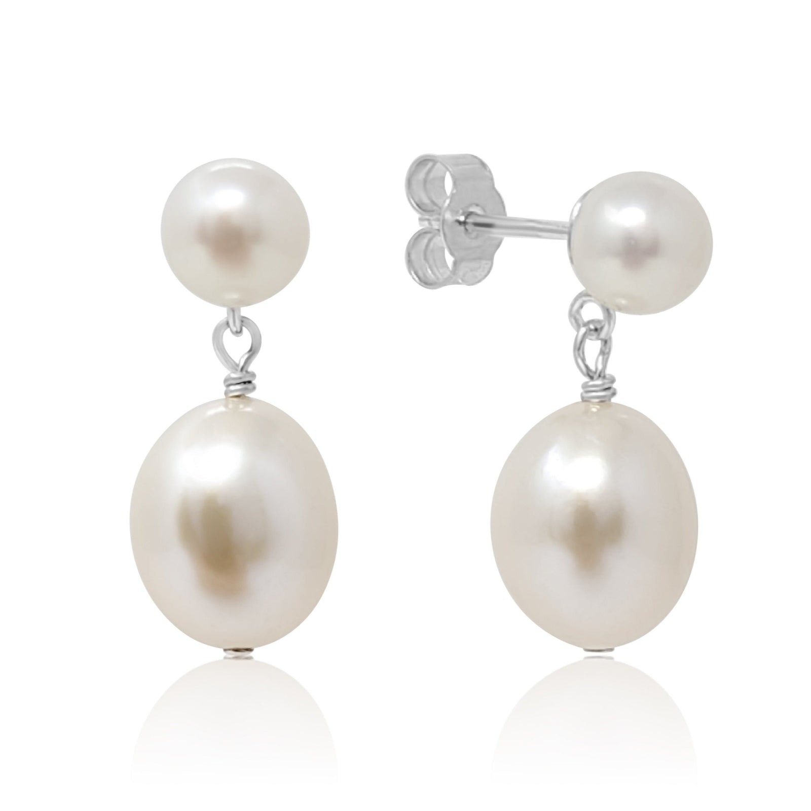 Pearl Stud Drop Earrings - Kiri & Belle