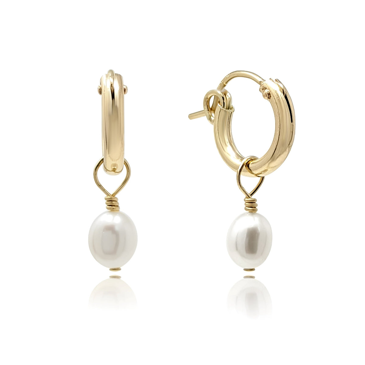 Small Pearl Hoop Earrings - Kiri & Belle